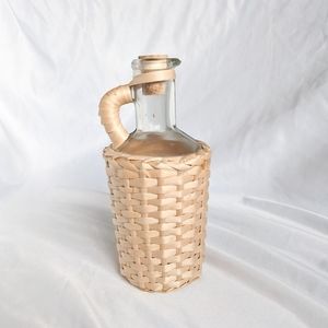 Vintage Wicker Glass Handle Corked Bottle